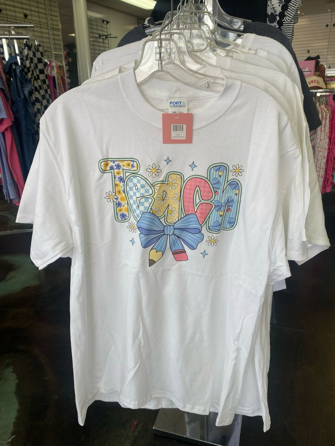 Teach blue bow tee
