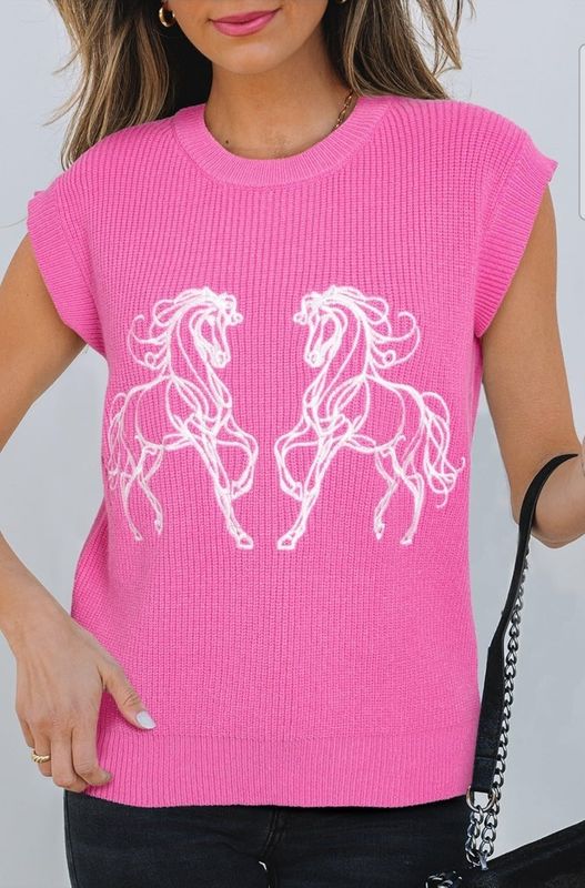 Western Horse Round Neck Sweater 