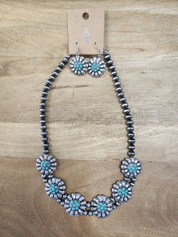 Navajo Bead Turquoise Necklace Set