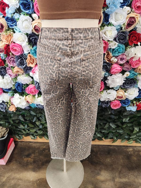 Leopard Raw Edge Jeans
