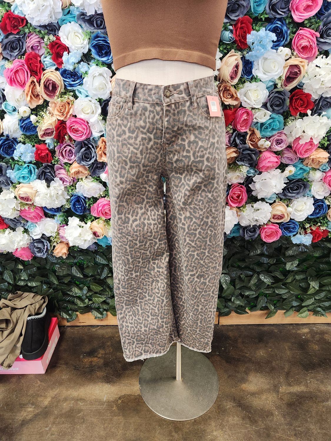 Leopard Raw Edge Jeans