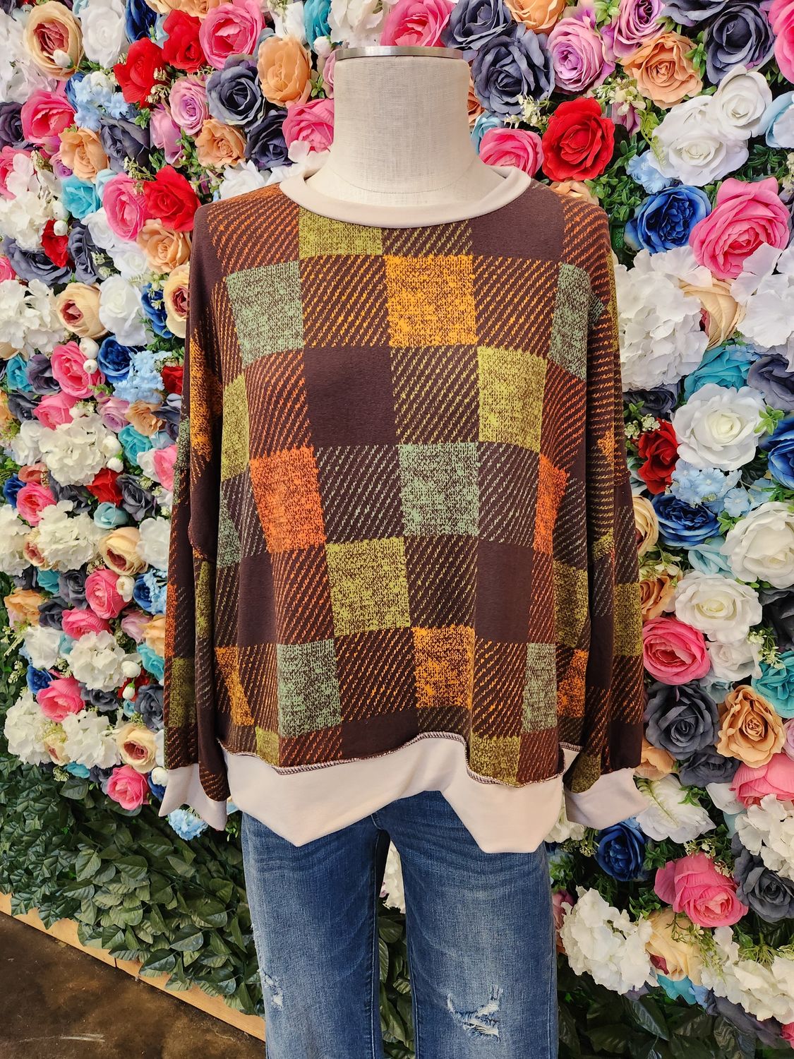 Fall Checkered Lightweight Sweater