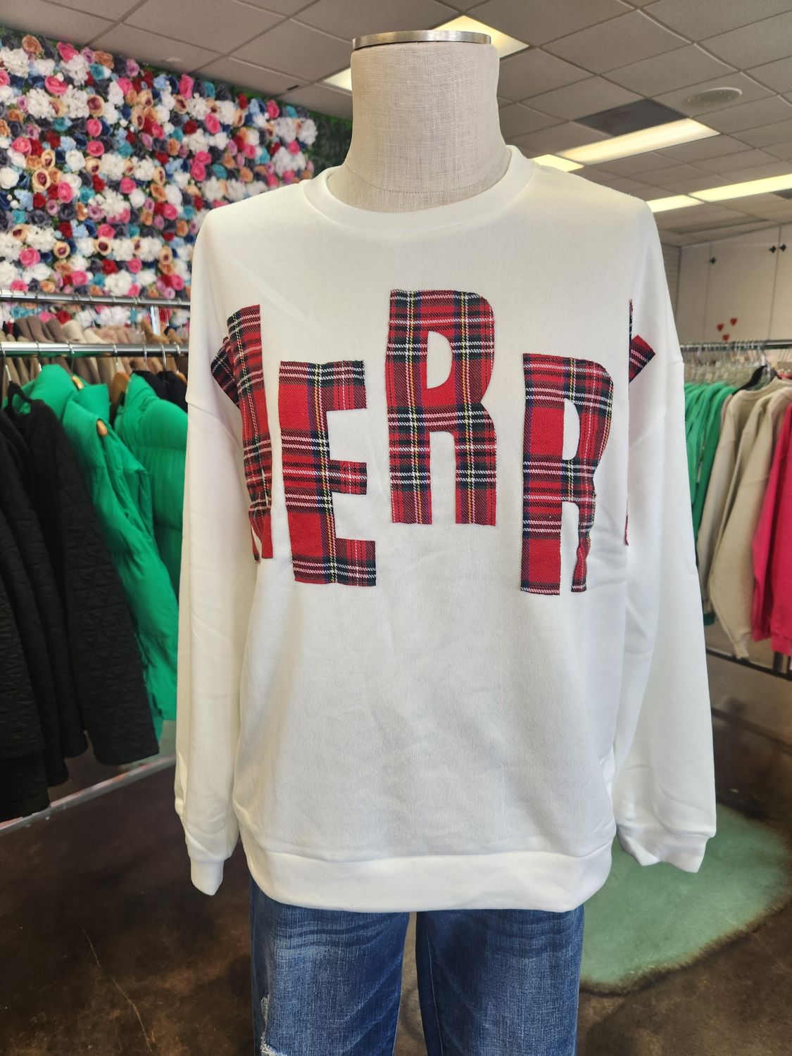 Merry Plaid Crewneck