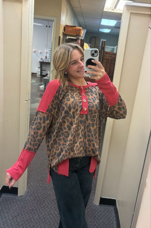 Red &amp; Leopard Long Sleeve