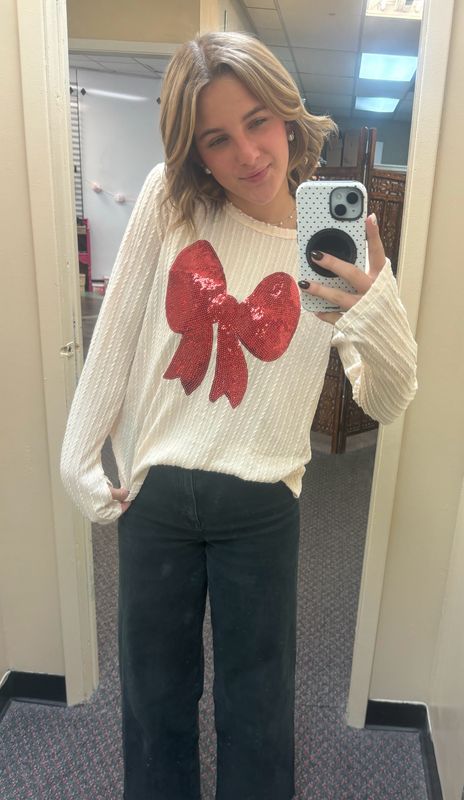 Sequin Bow Long Sleeve