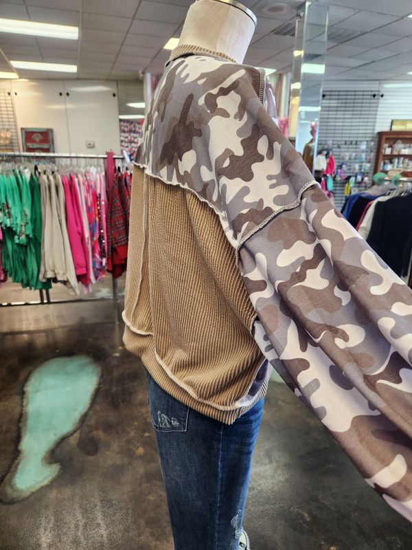 Brown Camo Pullover