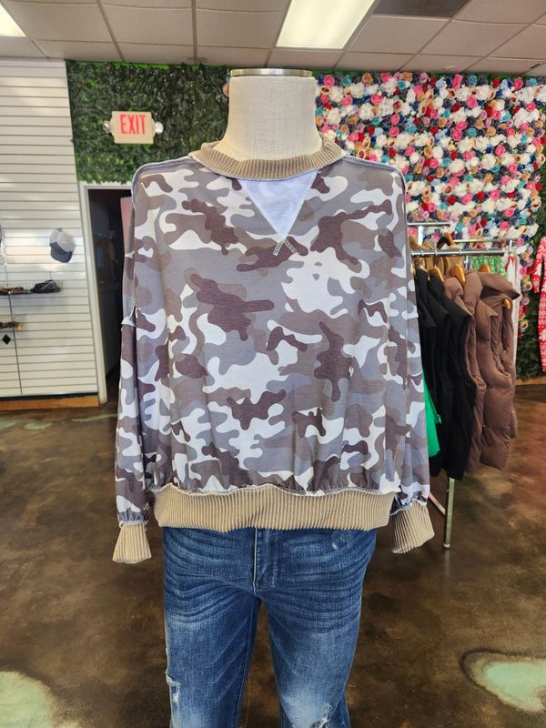 Brown Camo Pullover