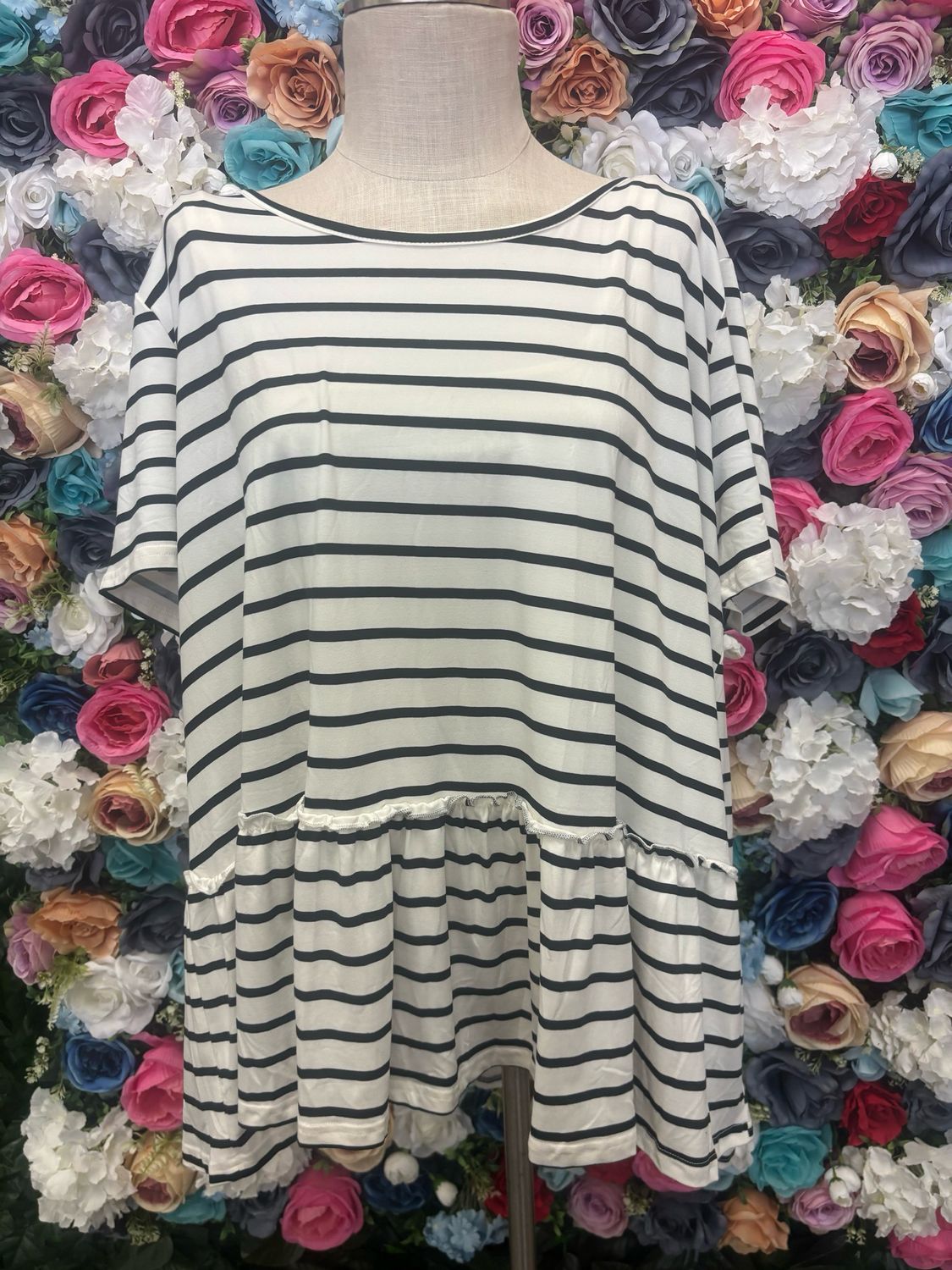 Striped Peplum Plus Top!*