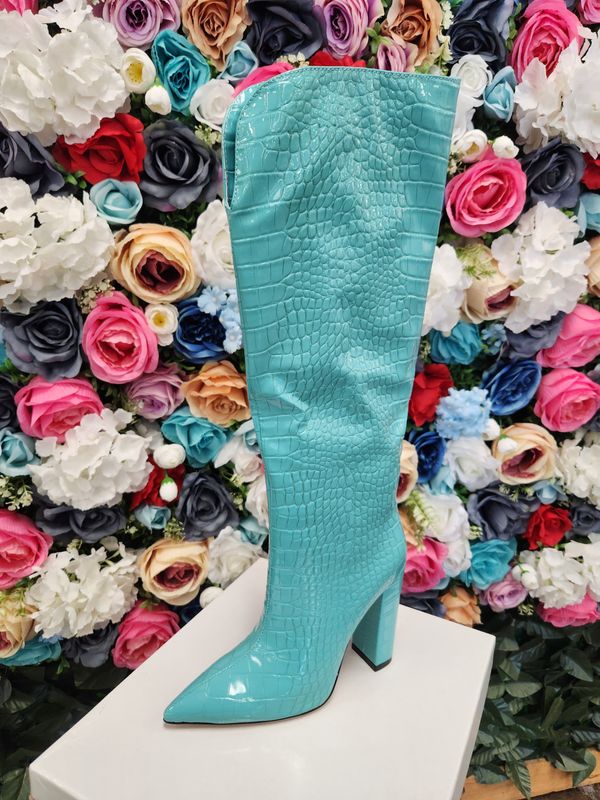 Blue High Top Boot size 6