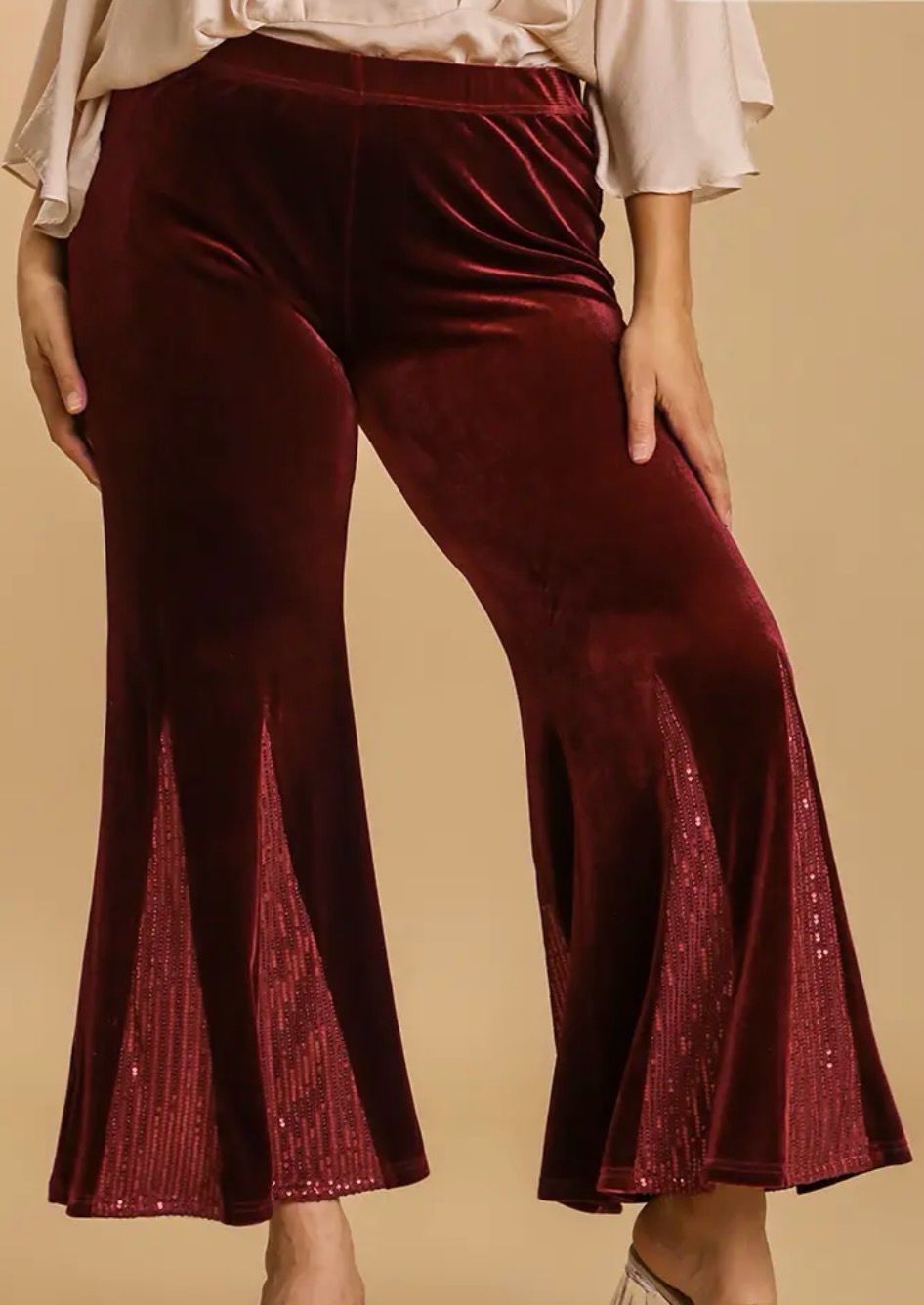 Burgundy velvet plus pants