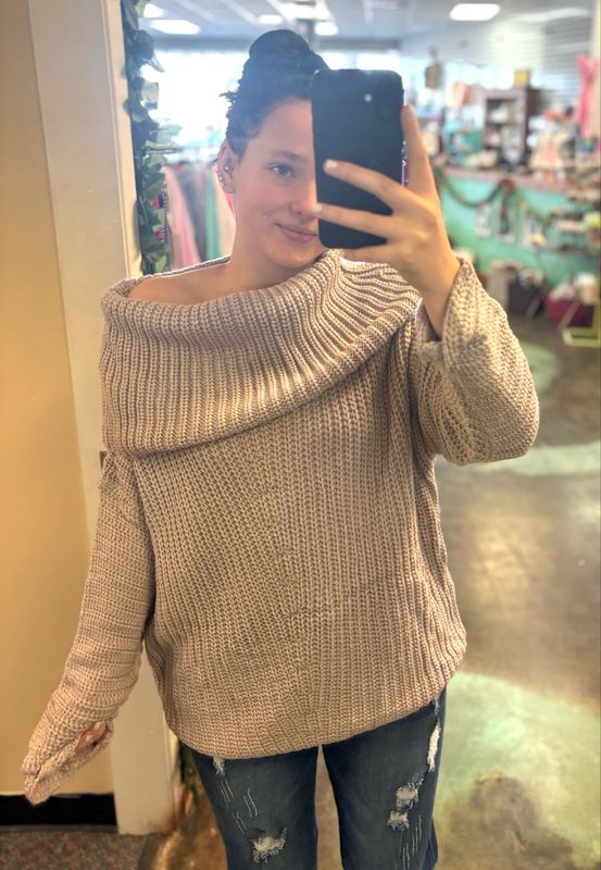 Oversized fold over sweater