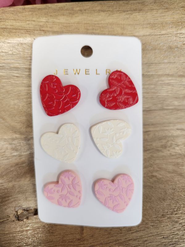 Embossed Heart Studs