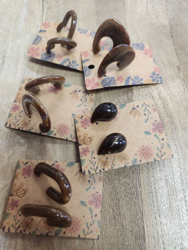Brown Acrylic Earrings