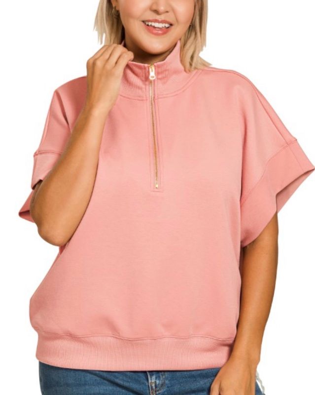 Scuba short sleeve plus top