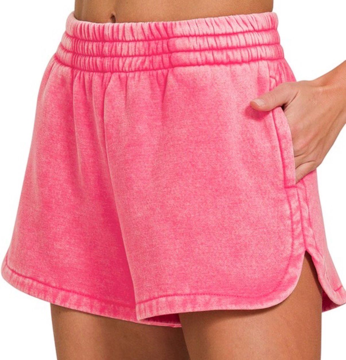 Mineral wash cotton shorts