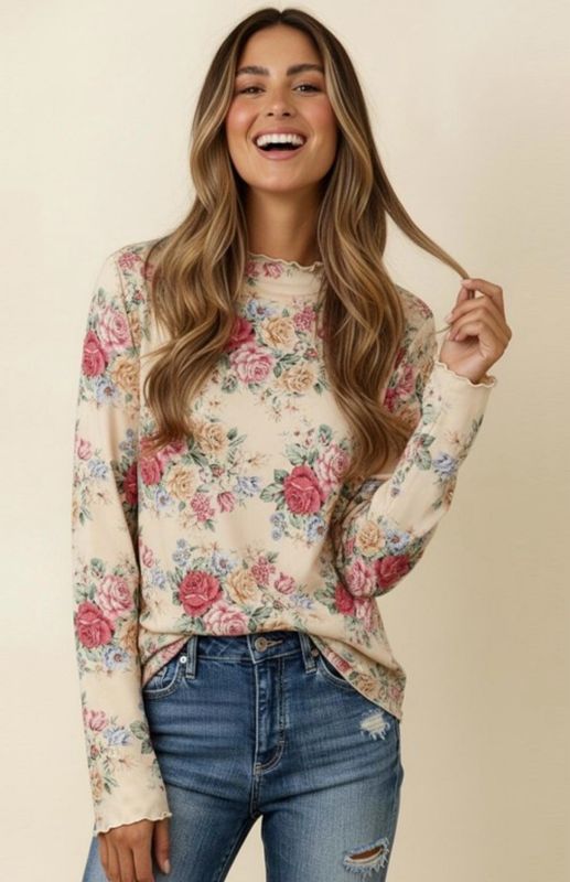 Frilled floral long sleeve
