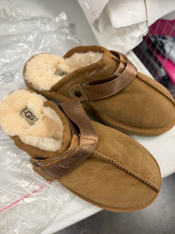 Size 7 brown fur sling ugg look alike