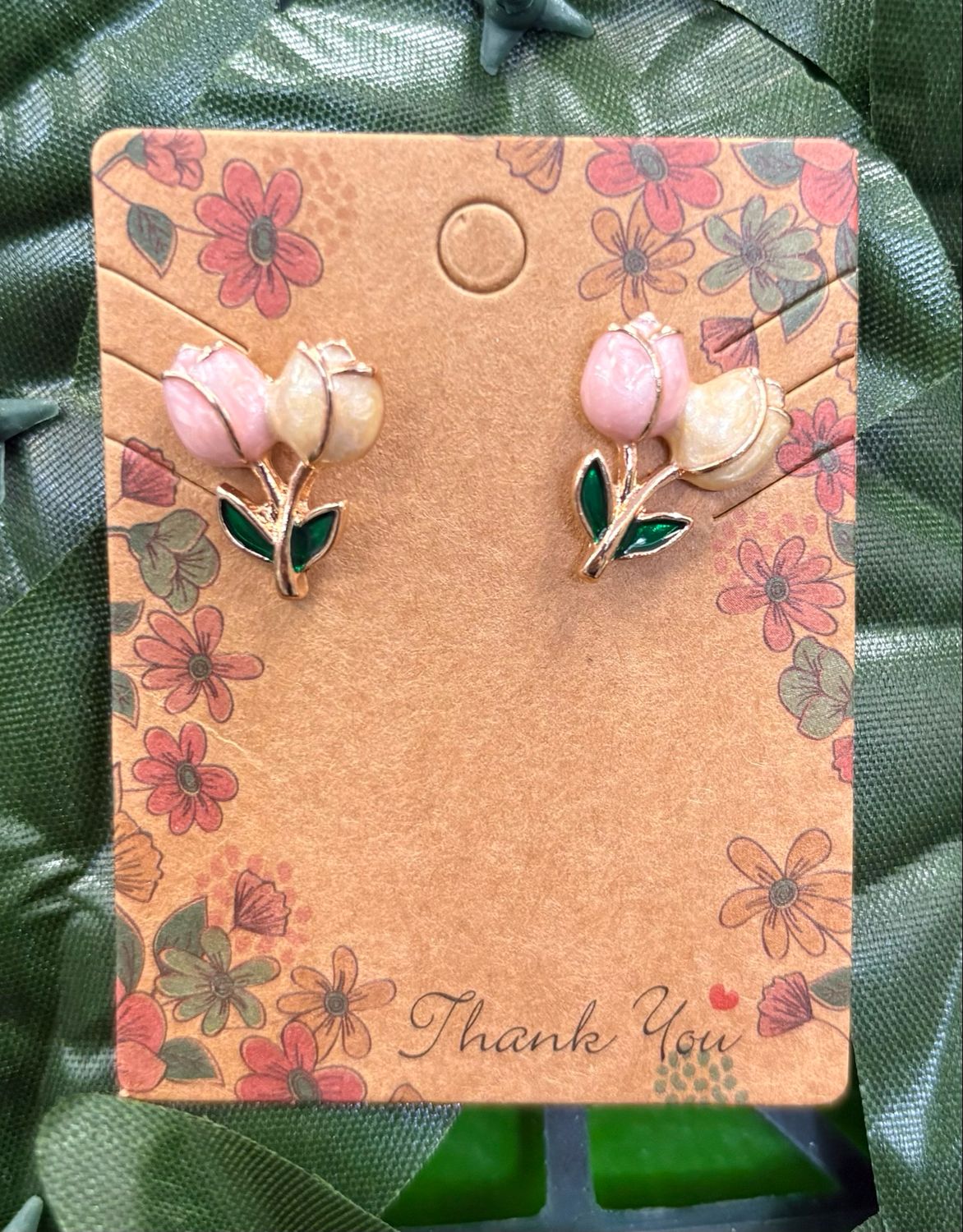 Iridescent rose earrings