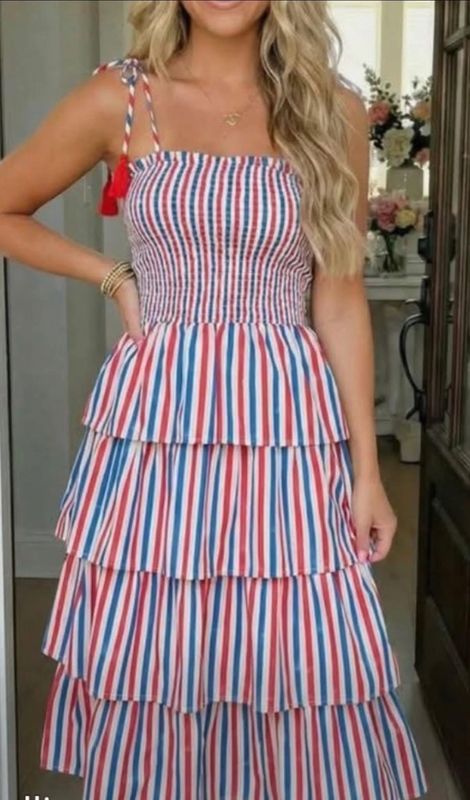 USA Smocked Striped Sundress