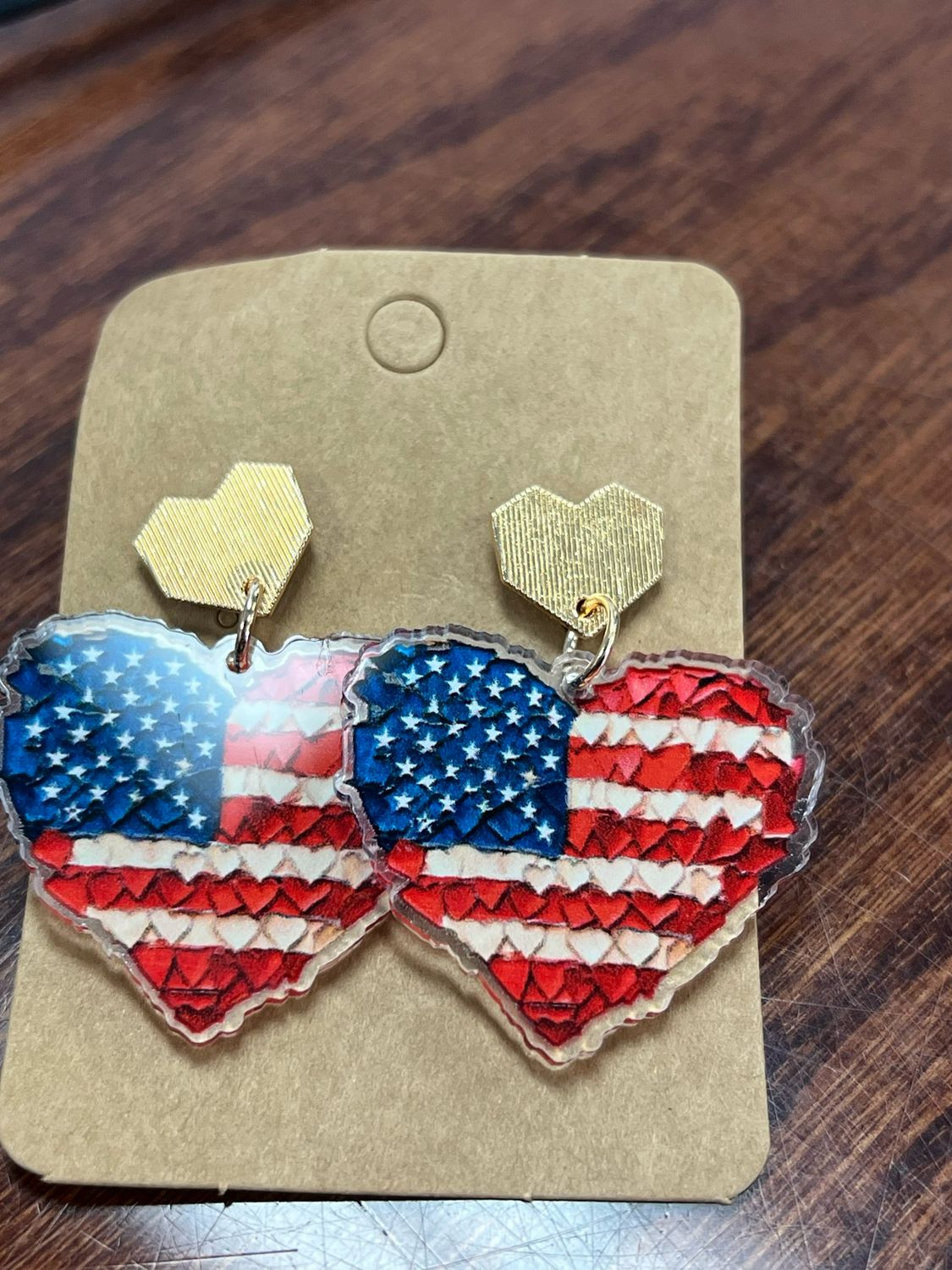 Flag Quilted Heart Earrings