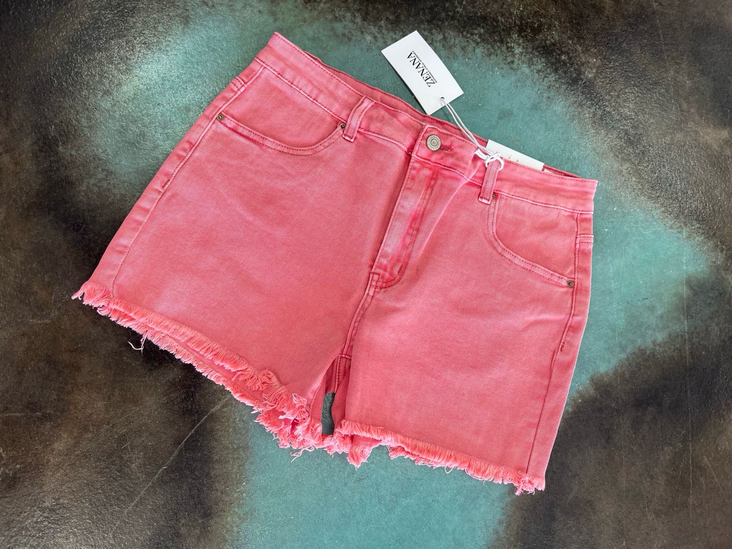 Ash pink fringe shorts