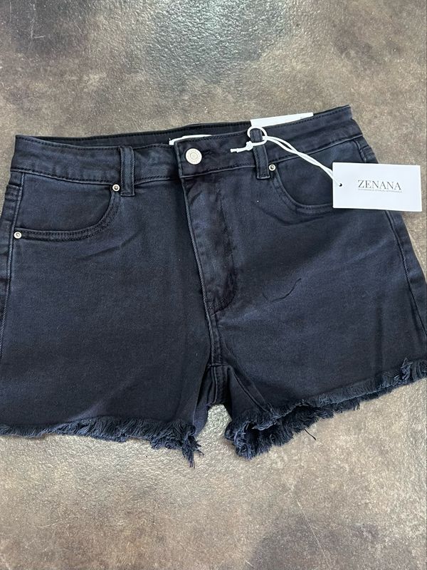 Black fringe shorts