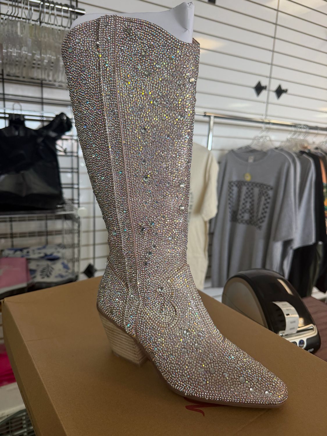 Silver bling boots size 6