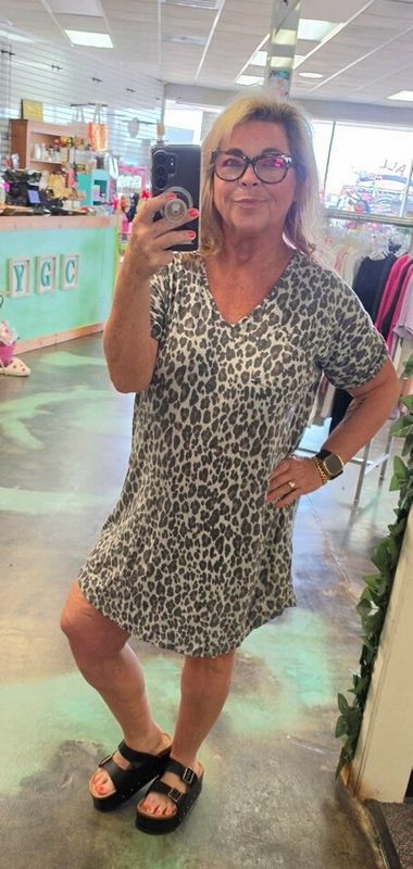 Leopard Print A Line Mini Dress