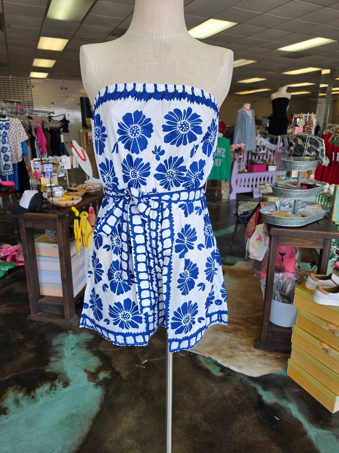 Blue/White Romper