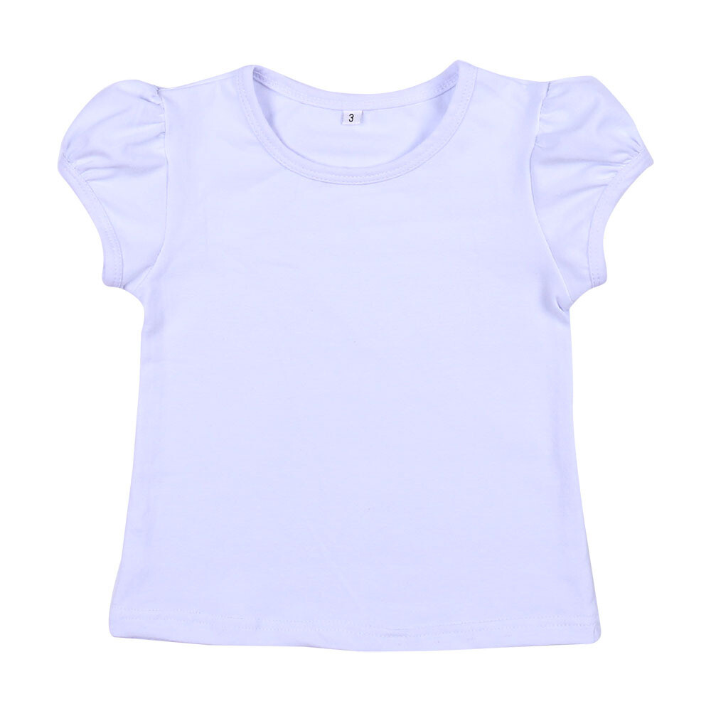 White plain ruffle Short sleeve girl shirt