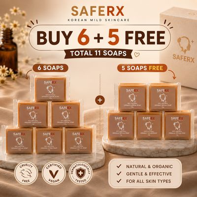 SAFERX 100% Natural Organic Serum Soap with Glutathione | Complete Deep Clean, Whitening and Anti-Aging Formula | FDA Approved | Formulated by Saferx Lab Experts | Made in Korea | 6+5 FREE