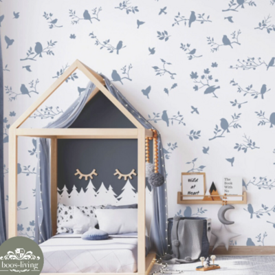 Schablone Kinderzimmer Vögel