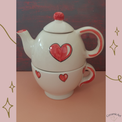 Teiera con tazza &quot;Cuori&quot;