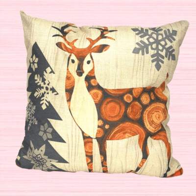 Deer Farmhouse Tree Holiday Pillow Deer Farmhouse Tree Holiday Pillow