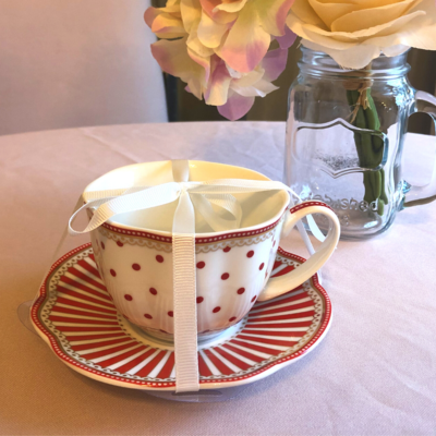 Red Polka Dot Tea Cup & Saucer Set Red Polka Dot Tea Cup & Saucer Set