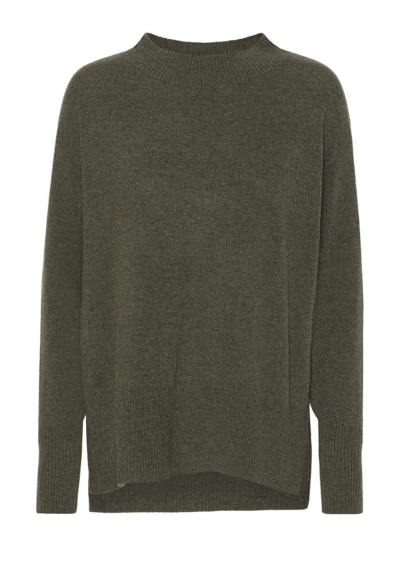 Mathilda Wide Crewneck - Olive Melange
