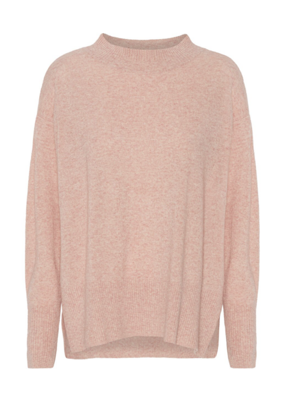 Mathilda Wide Crewneck - Dusty Rose Melange