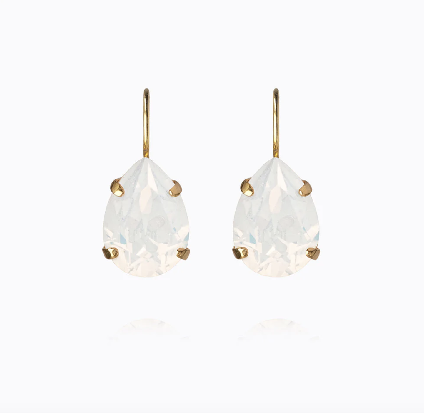 Mini Drop Clasp Earrings - White Opal