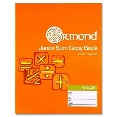 Ormond 20mm Squares Junior Sum Copy (40 Pages)