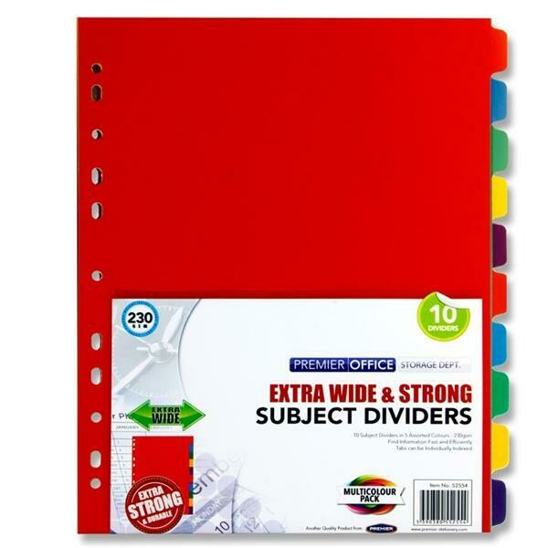 Premier Extra Wide 10 Part Subject Dividers (230gsm)