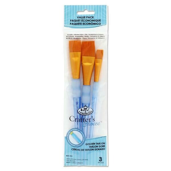 Crafter&#39;s Choice Golden Taklon Paint Brush Set (Pkt 3)