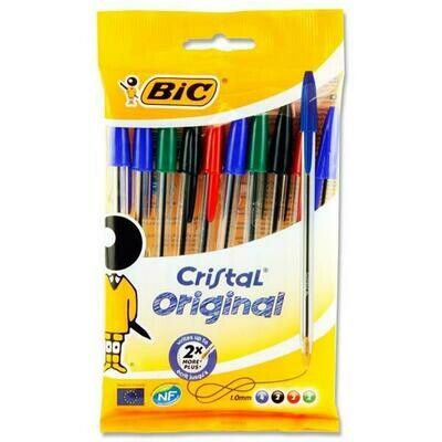 Bic Cristal Original Assorted Pens (Pkt 10)