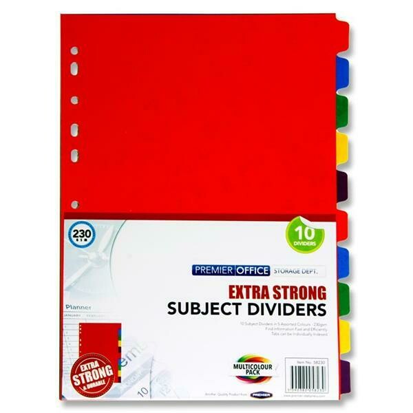 Premier Extra Strong 10 Part Subject Dividers (230gsm)
