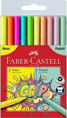 Faber Castell Neon &amp; Pastel Felt Tip Markers (Pkt 12)