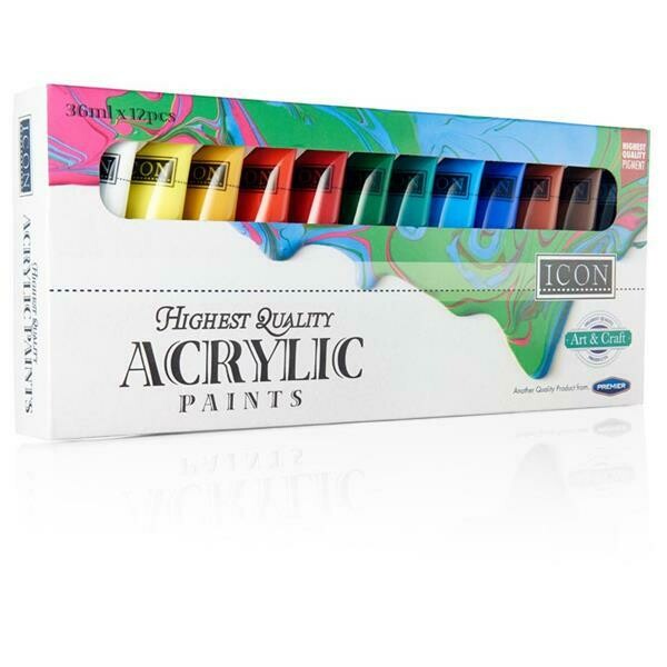 Icon 36ml Acrylic Paints (Pkt 12)