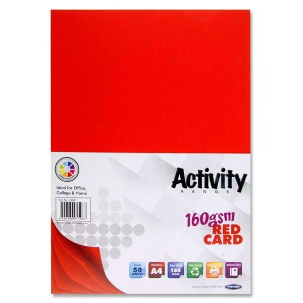 Premier A4 160gsm  Red Card (Pkt 50)