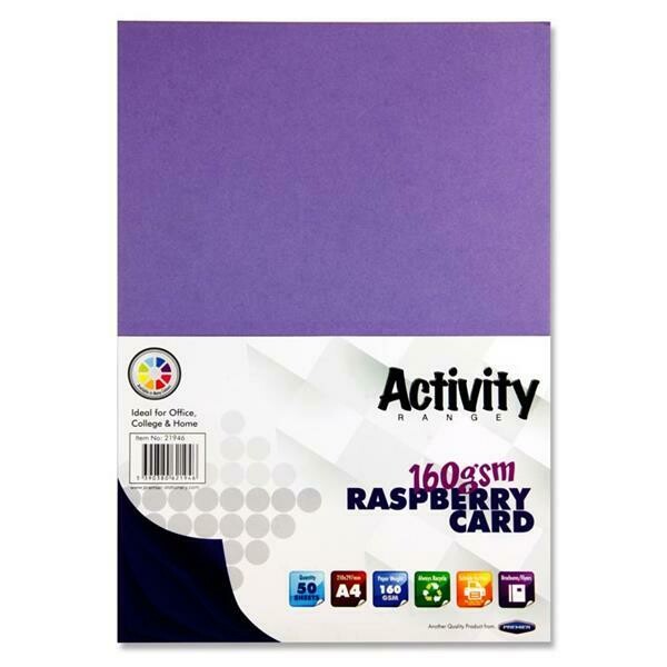 Premier A4 160gsm Raspberry Card (Pkt 50)