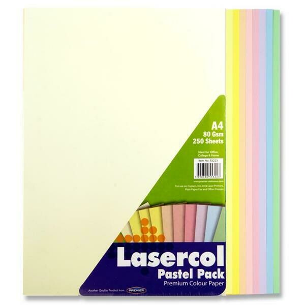 Lasercol A4 80gsm Paper Assorted Colours Pastel (pkt 250)
