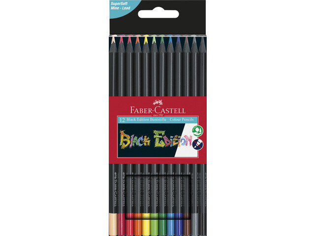 Faber Castell Black Edition Colouring Pencils (Pkt 12)