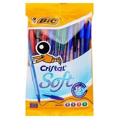 Bic Cristal Soft Touch Assorted Pens (Pkt 10)